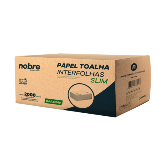Imagem de PAPEL TOALHA INTERFOLHA C/2000 FLS 20X20 CM 100% CELULOSE SLIM - NOBRE
