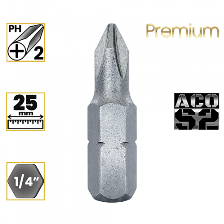 Imagem de BITS PHILLIPS PREMIUM PH2 - Enc. 1/4" x 25mm