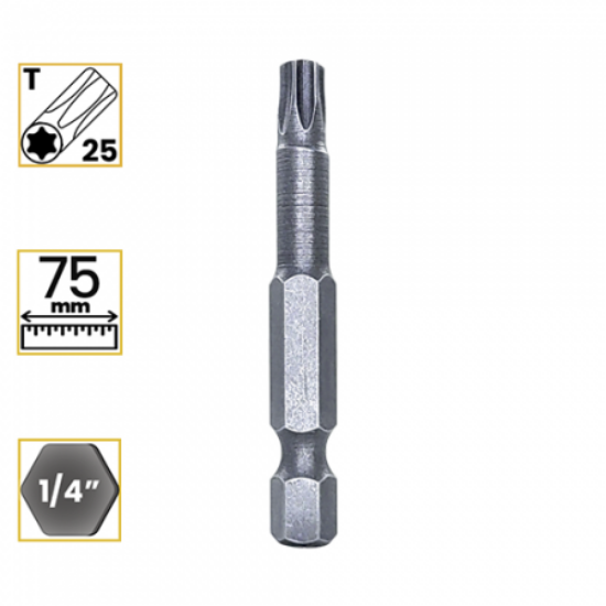 Imagem de PONTA TORX T25 - Enc. 1/4" x 75mm [C/10]