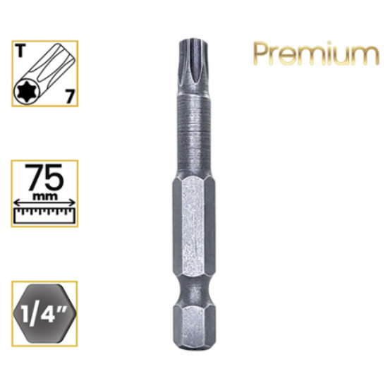 Imagem de PONTA TORX PREMIUM T7 - Enc. 1/4" x 75mm