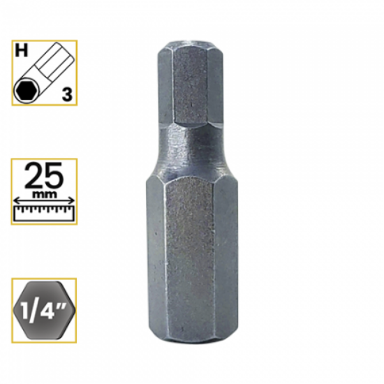 Imagem de BITS ALLEN 3mm - Enc. 1/4" x 25mm [C/10]