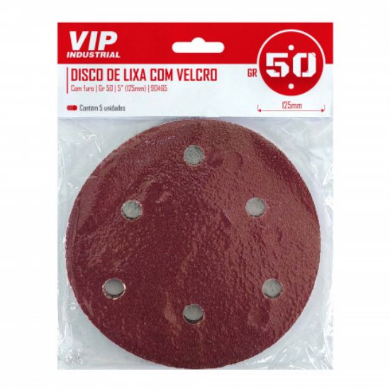 Imagem de DISCO DE LIXA C/ FURO - 5" (125m) GR 50 - C/5