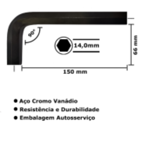 Imagem de CHAVE ALLEN "L" - 14mm x 151mm