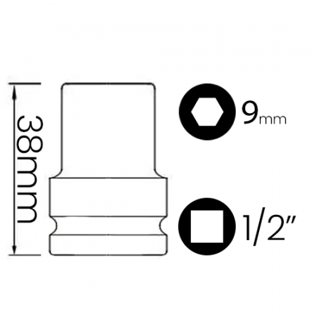 Imagem de SOQ SEXT MANUAL CURTO 9mm - Enc. 1/2" x 38mm