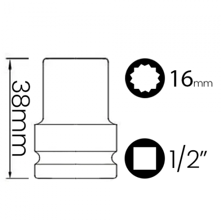 Imagem de SOQ EST MANUAL CURTO 16mm - Enc. 1/2" x 38mm