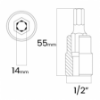 Imagem de SOQ ALLEN MANUAL CURTO 14mm - Enc. 1/2" x 55mm