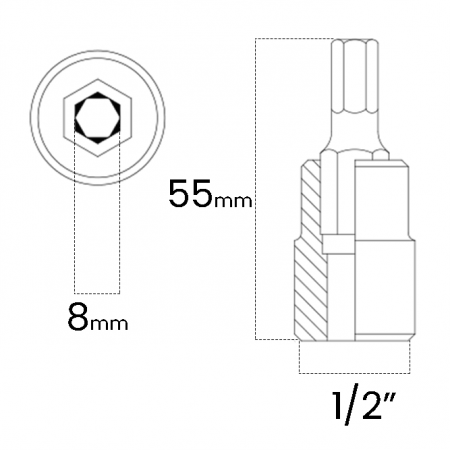Imagem de SOQ ALLEN MANUAL CURTO 8mm - Enc. 1/2" x 55mm