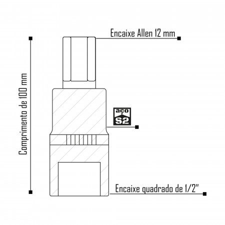 Imagem de SOQ ALLEN MANUAL LONGO 12mm - Enc. 1/2" x 100mm