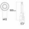 Imagem de SOQ RIBE MANUAL LONGO M12 - Enc. 1/2" x 100mm