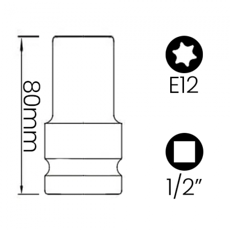 Imagem de SOQ TORX FÊMEA E12 - Enc. 1/2" x 80mm