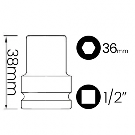 Imagem de SOQ SEXT MANUAL CURTO 36mm - Enc. 1/2" x 42mm